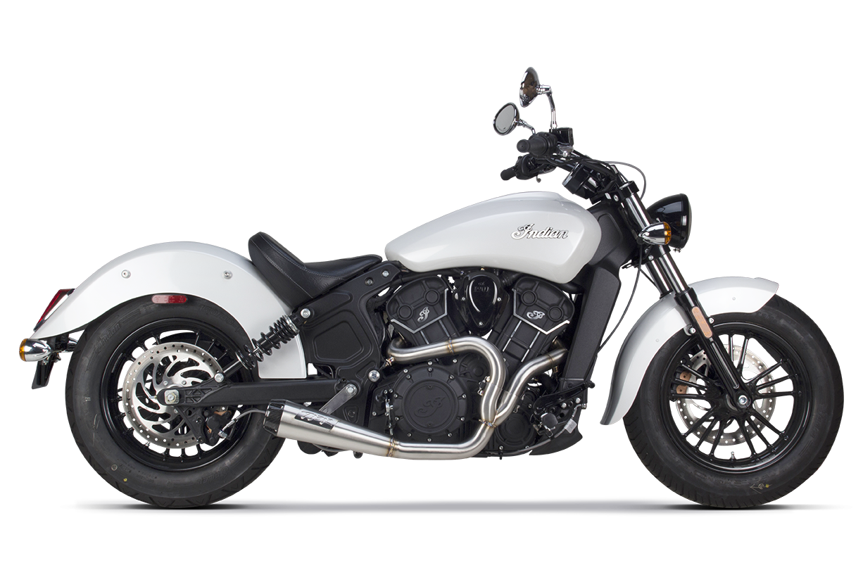 Indian Scout (2015-2020) Comp-S 2-1 Ceramic Black w/ Carbon Fiber Endcap Full System - Two Brothers Racing - TBR Canada 005-4610199-B