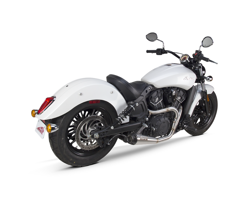 Indian Scout (2015-2020) Comp-S 2-1 Ceramic Black w/ Carbon Fiber Endcap Full System - Two Brothers Racing - TBR Canada 005-4610199-B